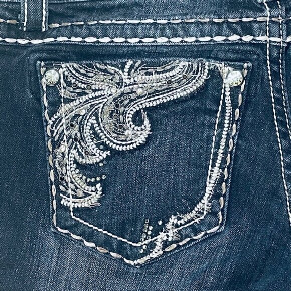 MISS ME Jewel Embellished Skinny Jeans - Size 26 - Picture 8 of 15
